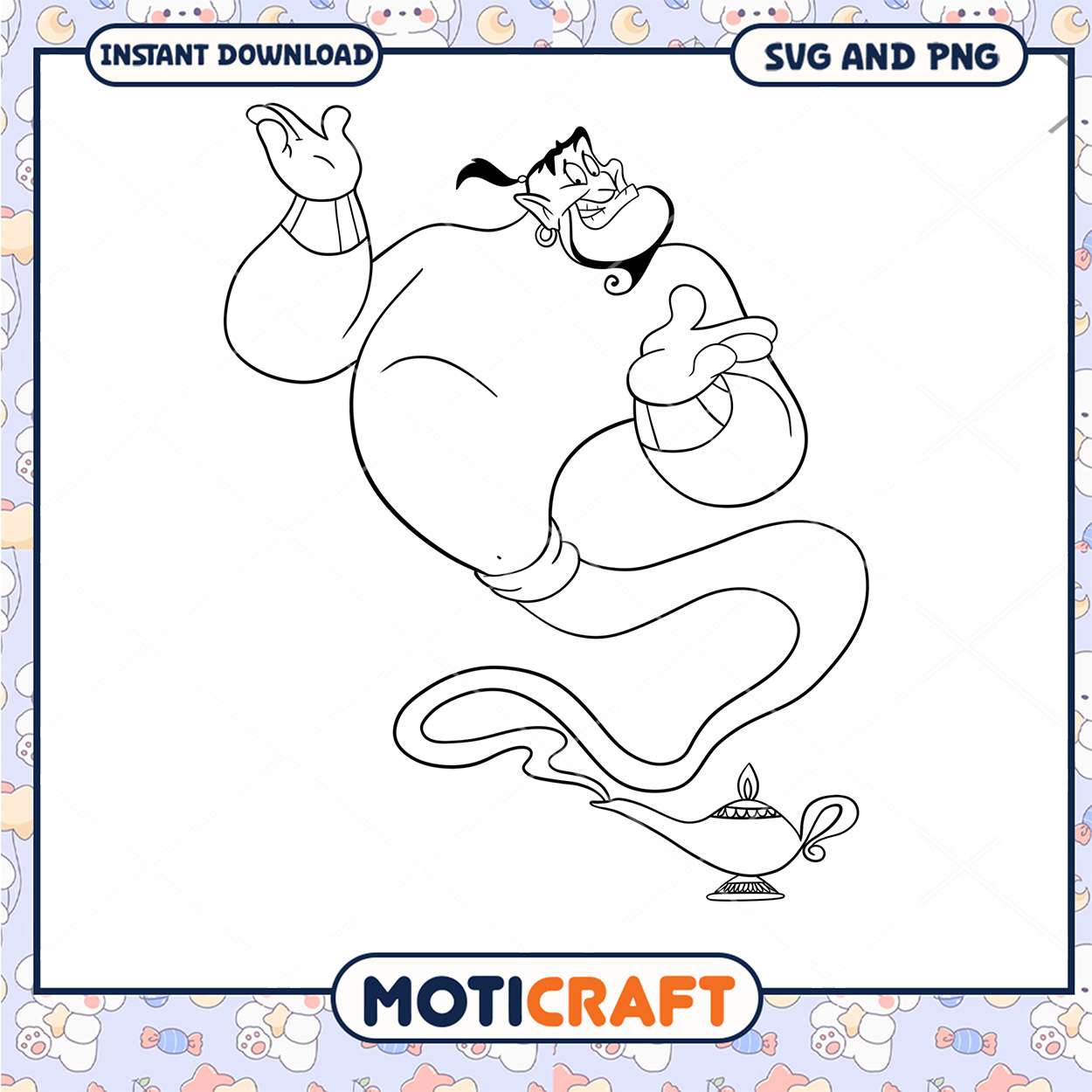 Charming Genie SVG Digital Art for Instant Download Charming Genie SVG Digital Art for Instant Download