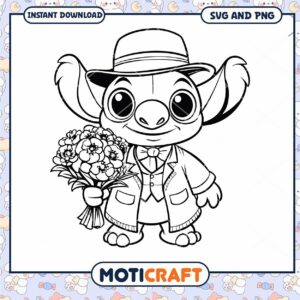 Charming Animal Character with Flowers SVG and PNG Download