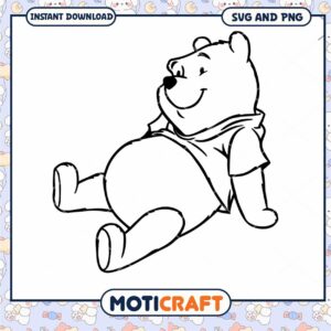 Charming Bear SVG Outline Design for Crafts and Projects