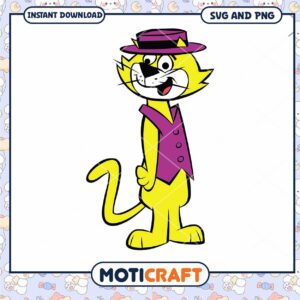 Yellow cartoon cat character design, perfect for digital downloads