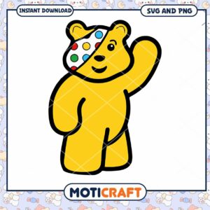 Yellow bear cartoon design for digital download, perfect for kids crafts