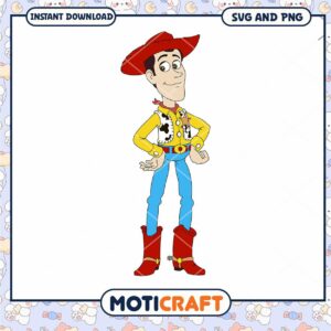 Woody character SVG and PNG files are ready for instant download, perfect for crafting projects and decorations.