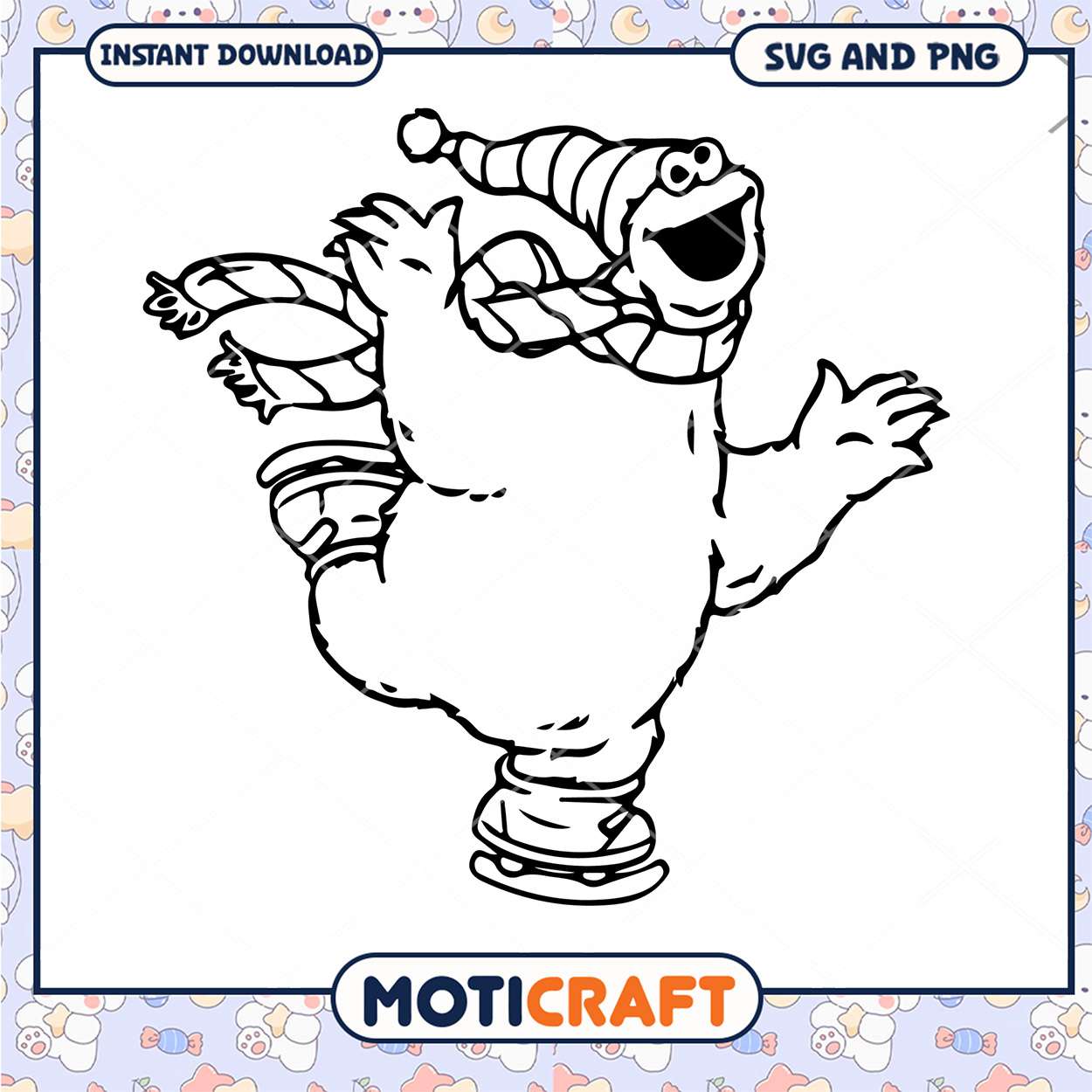 Winter skating monster design, perfect for fun art projects Winter skating monster design, perfect for fun art projects