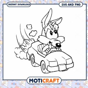 Wile E Coyote Car SVG Coloring Page