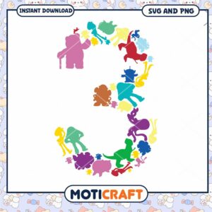 Toy Story Number 3 SVG PNG Cut File