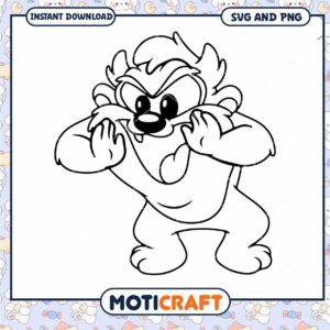 Taz Coloring Page SVG PNG Instant Download