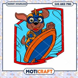 Superhero Dog Surfer SVG PNG