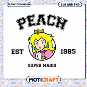 Super Mario Peach Design, Instant Download PNG and SVG Files