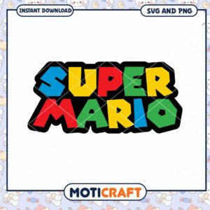 Super Mario logo design for digital downloads, great for crafts