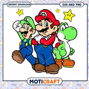 Super Mario Brothers PNG set, fun character designs for fans