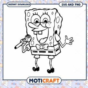 SpongeBob SVG PNG Singing Cartoon Instant Download