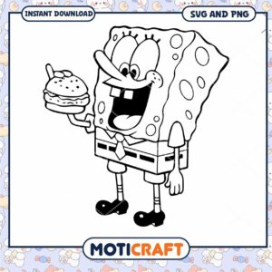 SpongeBob SVG PNG Coloring Page