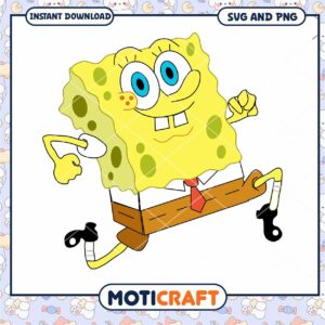 SpongeBob SquarePants PNG Instant Download for Crafts, Fun Character Design