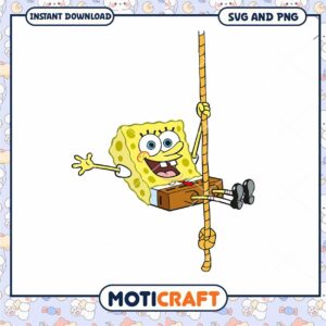 SpongeBob SquarePants jumping with joy, available in SVG and PNG