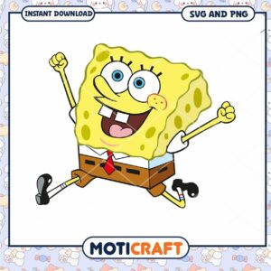 SpongeBob SquarePants PNG Design for Instant Download, Fun Graphic Art