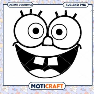 SpongeBob SquarePants face SVG design for instant download, fun art for projects