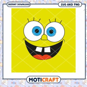 SpongeBob SquarePants Face Design, Instant Download SVG and PNG