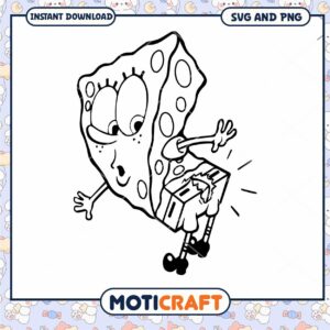 SpongeBob SquarePants Coloring Page, instant download SVG PNG file