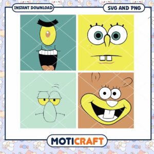 SpongeBob SquarePants Character Faces Instant Download, SVG and PNG