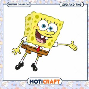 SpongeBob SquarePants character design for instant download, available in SVG and PNG formats