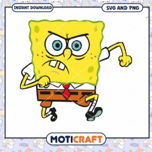 SpongeBob SquarePants angry pose digital download, SVG and PNG files