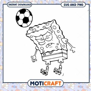 SpongeBob Soccer SVG PNG Coloring Page