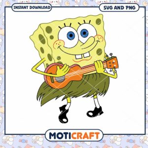 SpongeBob playing ukulele digital download image PNG, perfect for kids