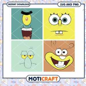 SpongeBob Faces SVG PNG Instant Download