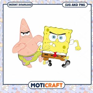 SpongeBob and Patrick Cartoon Characters for Instant Download, High Quality SVG PNG Files