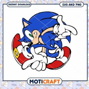 Sonic the Hedgehog SVG design for instant download, fun graphic art