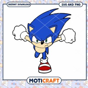 Sonic the Hedgehog PNG image for instant download, colorful design