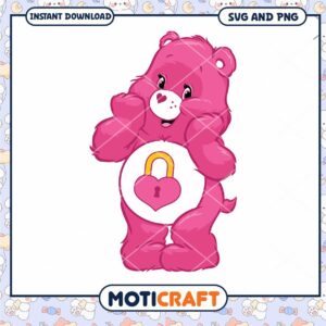 Pink Love Bear SVG PNG Instant Download