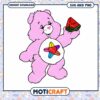Pink bear holding watermelon slice, cute and colorful design PNG