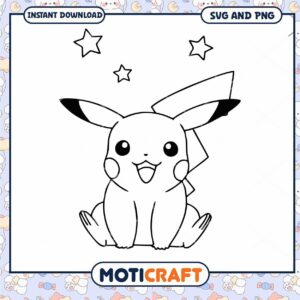 Pikachu SVG PNG Coloring Page Instant Download