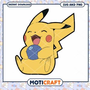 Pikachu holding ball SVG and PNG download for crafting lovers