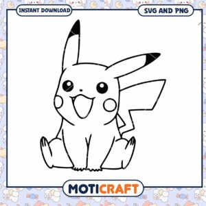 Pikachu Coloring Page for Instant Download