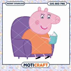 Peppa Pig sitting on a chair