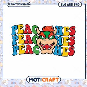 Peaches design with Bowser illustration