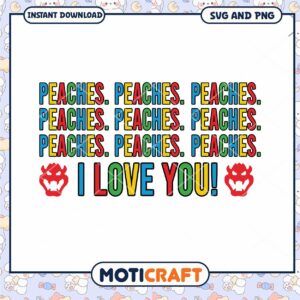 Peaches design with I love you text