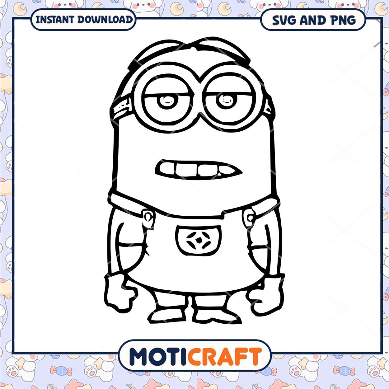 Minion SVG Coloring Page Instant Download Minion SVG Coloring Page Instant Download