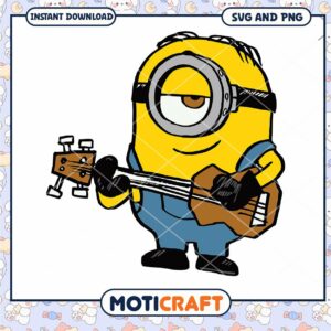 Minion Playing Guitar SVG PNG Cut File