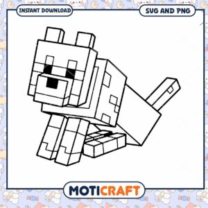 Minecraft Wolf SVG PNG Coloring Page