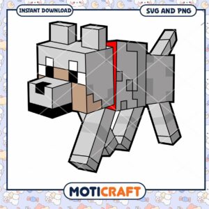 Minecraft style dog illustration, perfect for digital downloads