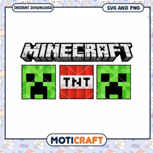 Minecraft Logo with Creepers and TNT, perfect for gamers' designs