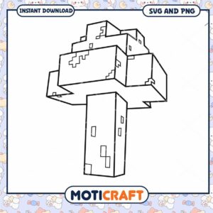 Minecraft Mushroom Outline PNG, perfect for digital projects