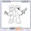 Minecraft Double Steve SVG PNG Coloring Page