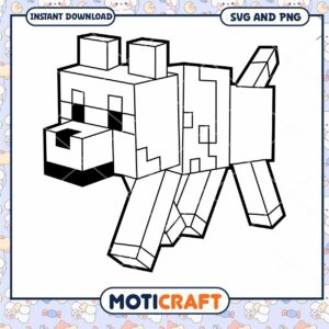Minecraft dog coloring page, download SVG and PNG files now