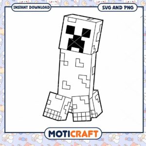 Minecraft Creeper SVG PNG Coloring Page
