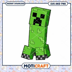 Minecraft Creeper Character Downloadable SVG and PNG Files, Perfect for Craft Projects