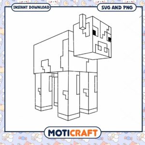 Minecraft Cow SVG Coloring Page
